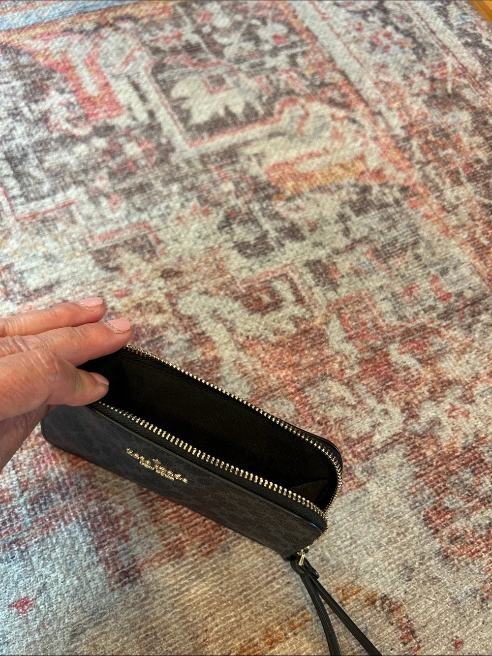 kate spade Black Floral Print Wristlet Card Holder